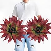 Luiywan Artificial Agave Plants, Realistic UV Resistant Fake Aesthetic Plants for Outdoor Indoor, Home Decor for Garden, Porch, Doorway, Patio (2PCS, Red, Large)