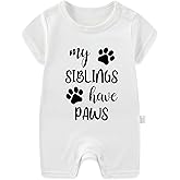 Meedkuqle My Siblings Have Paws Infant Bodysuit, Baby Announcement Gender Neutral Newborn Clothes Short Sleeve Outfit
