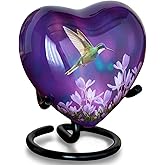 Olivia Memorials Heart Urn for Ashes Women Men Adult | Mini Hummingbird Urns for Female Male Carefully Handcrafted Funeral Decorative Small Purple Urn for Mom Dad Mother Baby Infant Pet Cat Dog