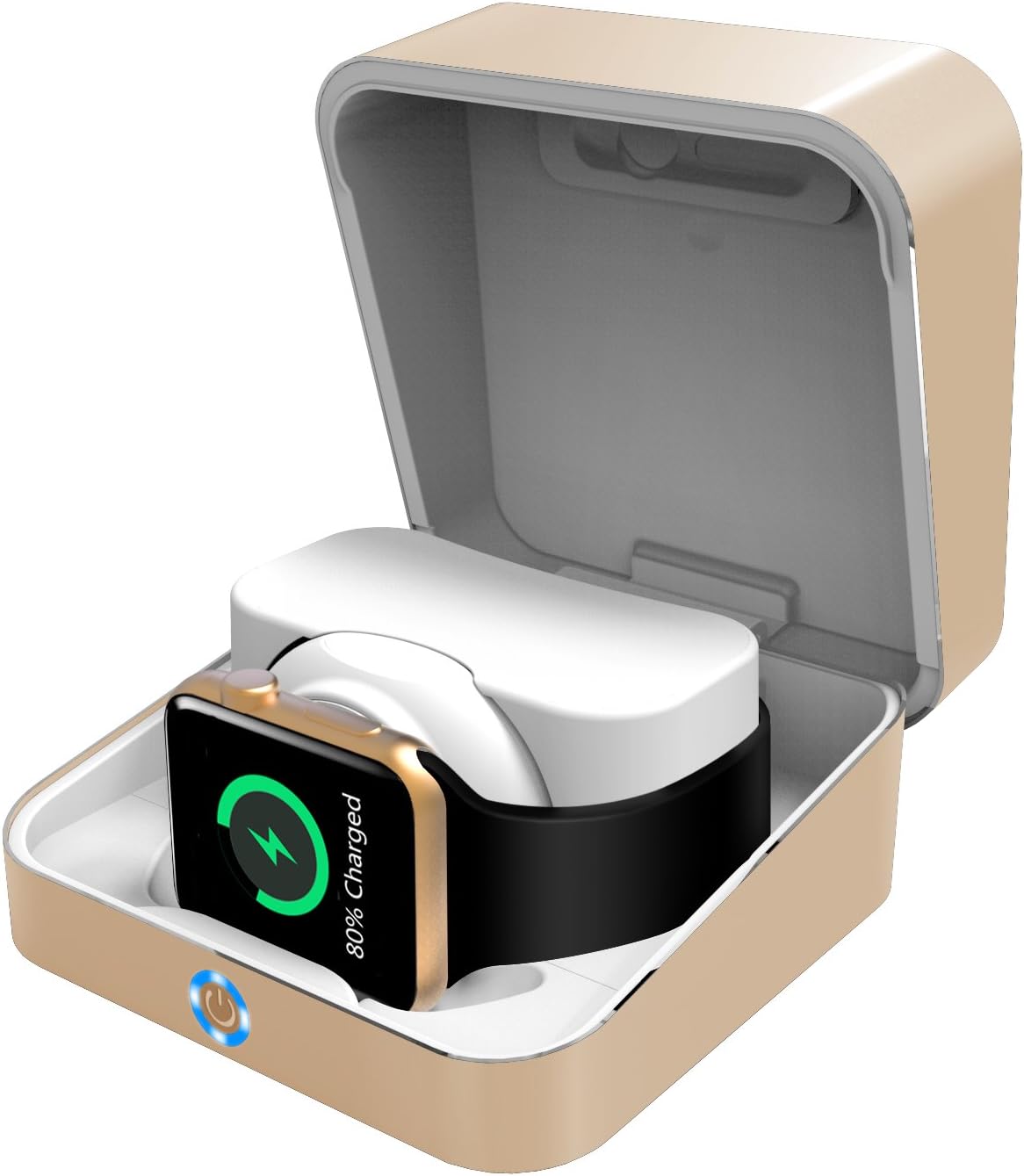 'Ozzie Power Station Charger Case Box/Gold For Apple Watch 1 & 2 Inductive Charging 280g 6-7 USB Port Power Bank 3.000 mAh One Stop – Full Load Loading Cover, whether you're at home, in the office or on the go with a Single Device Edarf. The Additional 1.5 A USB Charging Port is perfect for charging iPhone/Smartphones and All Mobile Devices with 5 V, The Perfect Travel Accessory Integrated Wireless Charging Station provides full power Everywhere