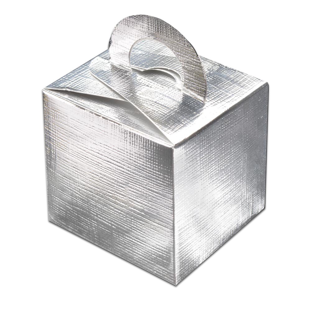 10 Pack of Cute Favour Gift Boxes in Shiny Silver *REDUCED TO CLEAR*