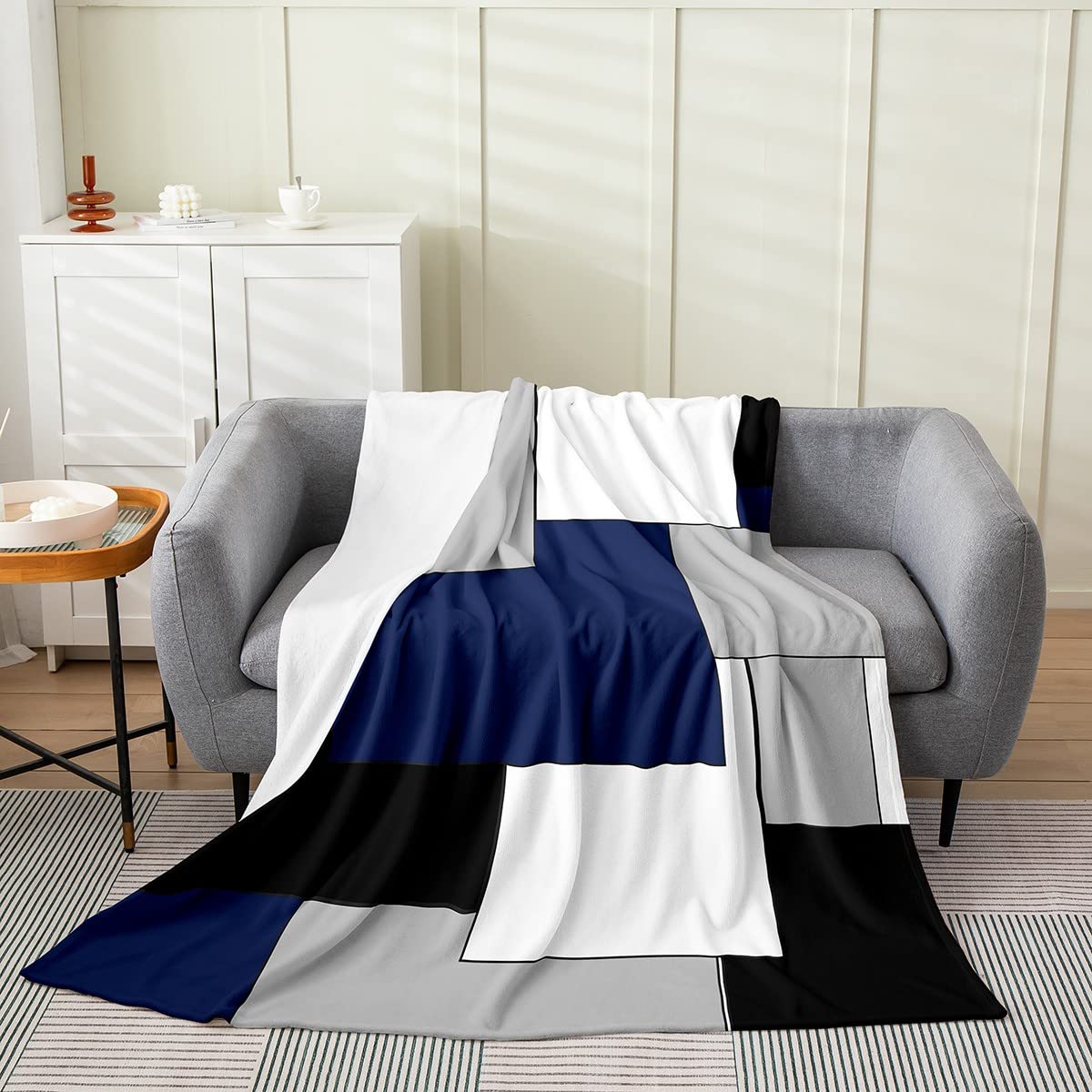 Feelyou Kids Navy Blue Geometric Plush Blanket