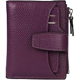 AINIMOER Women's RFID Blocking Leather Small Compact Bi-fold Zipper Pocket Wallet Card Case Purse with id Window