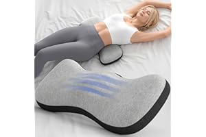 Forcanby Lumbar Support Pillow for Bed, Lower Back Pillow for Sleeping, Memory Foam Waist Pain Relief Pillows, Lumbar Pillow for Sleeping, Bed, Car, Couch (Grey Black)