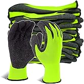 Evridwear Crinkle Latex Rubber Hand Coated Safety Work Gloves for Men Women General Multi Use Construction Warehouse Gardening Assembly Landscaping (9/L, Green- 12Pair)