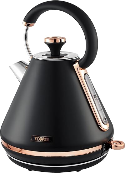 Tower Cavaletto Pyramid Kettle 1.7L 3000W Black Rose Gold Fast Boil