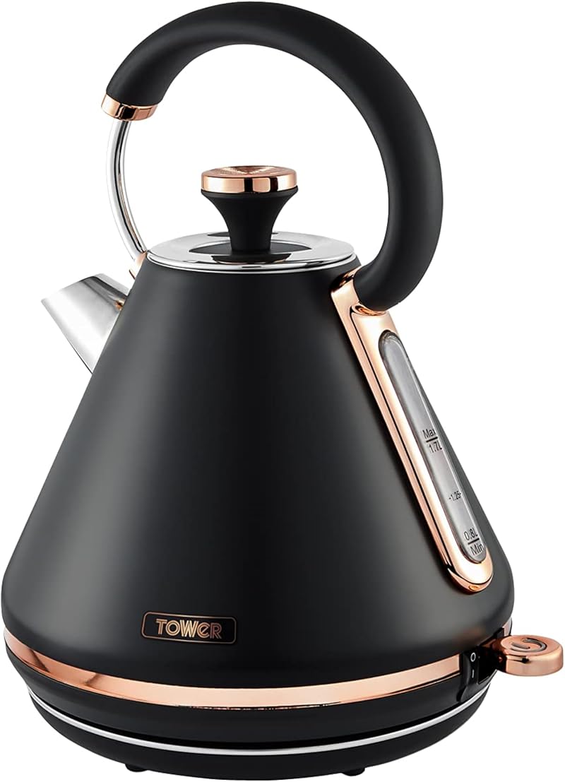 Tower Cavaletto Pyramid Kettle 1.7L 3000W Black Rose Gold Fast Boil
