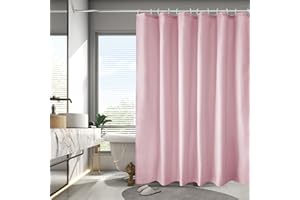 AooHome Extra Long 72x78 inch Shower Liner, Fabric Solid Color Shower Curtain Liner with Hooks, Weighted Hem, Water Repellent, Pink
