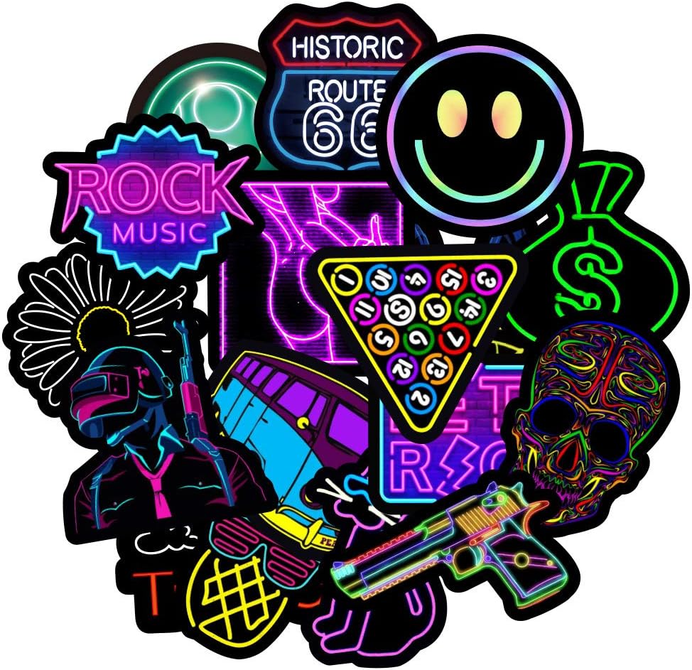 Neon Stickers Pack Waterproof Vinyl Light Laptop Decal Tren Neon Stickers Pack Waterproof Vinyl Light Laptop Decal Tren