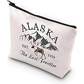 VAMSII Alaska Travel Makeup Bag Alaska Est 1959 the Last Frontier Alaska Family Trip Toiletry Bag（The Last Frontier）