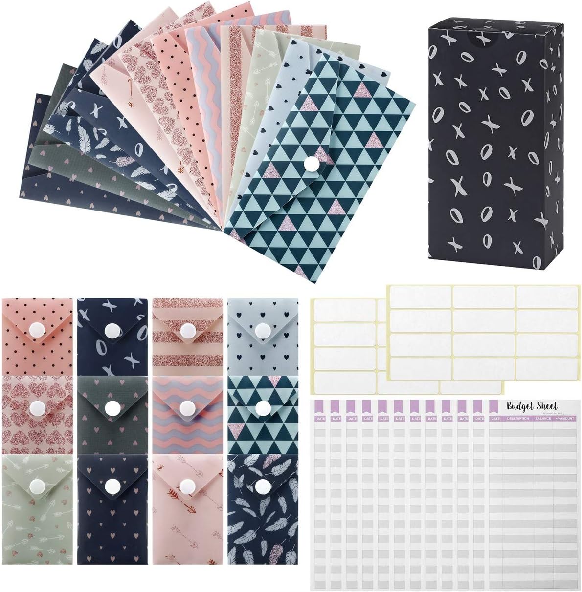 Mogokoyo Cash Envelopes System, 15 Pack Laminated Plastic Money