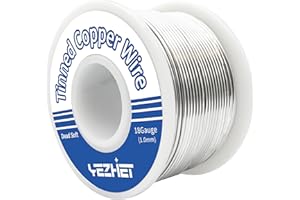 YEZHET Tinned Copper Bus Bar Wire 108 Ft, 18 Gauge, 0.5LB Spool for Stained Glass Project, Crafts, and Jewelry Making