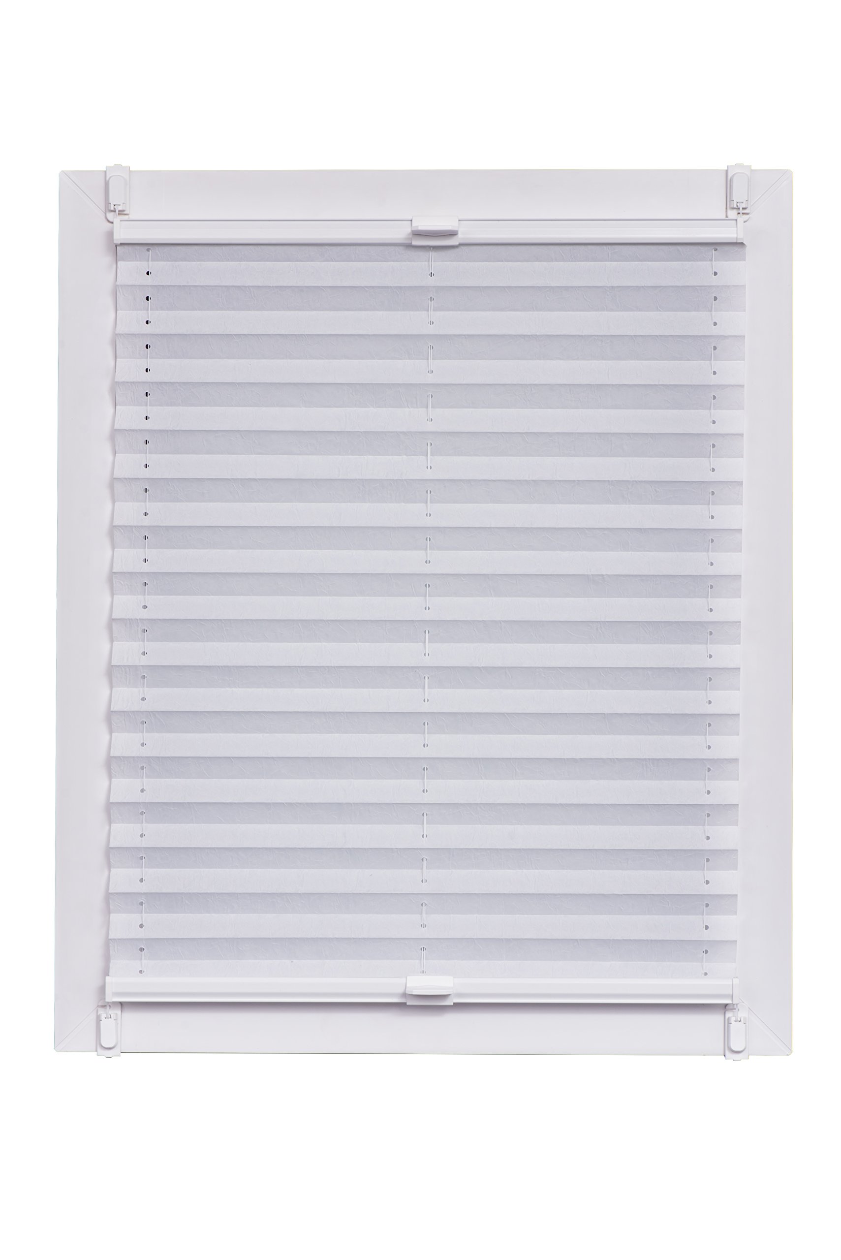 sunlines Pleated Blind Made in Germany, Daylight, Real Crush, White, Klemmfix, White Rail, 80 x 220