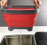 SAMMART 10L Collapsible Dishpan with Draining Plug Grey Red view 6