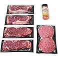 Aged Angus New York Strip and Premium Ground Beef by Nebraska Star Beef - All Natural Hand Cut and Trimmed and Includes Seasoning - Gourmet Package Delivery to Your Door