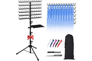 Klvied Braiding Hair Rack Standing 144 Pegs, Height Adjustable Hair rack, Heavy Duty Braid Racks with Tray and Carrying Bag, Black (48.2″-62.9″)