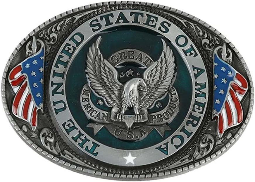 MASOP Classic Metal USA American Flag Eagle Waist Leather Belt Buckle Head
