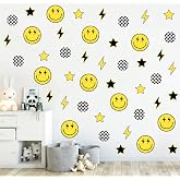 Whaline 12-Pack Preppy Wall Stickers - Pastel Smiley Face & Star Decals, Aesthetic Room Decor For Home, Nursery, Parties - View #3