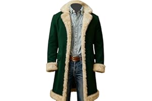 Winter Coats for Men, Trench Coat Men Christmas Santa Costume Fleece Lined Sherpa Jackets Warm Long Peacoats Overcoat