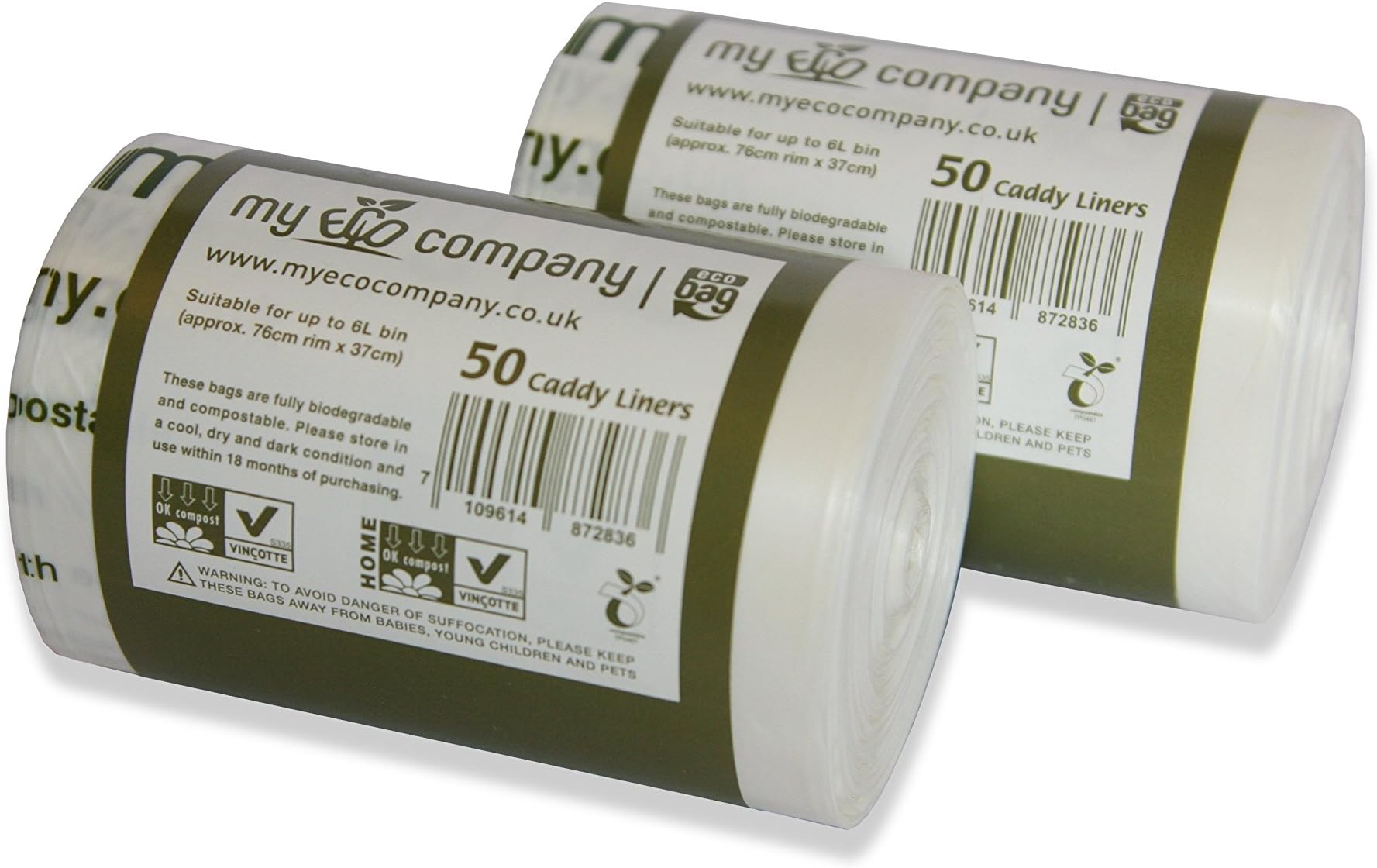 My Eco Company5L / 6L X 100 Compostable Kitchen Food Waste Bin Bags Caddy Liners (5 Litre / 6 Litre)