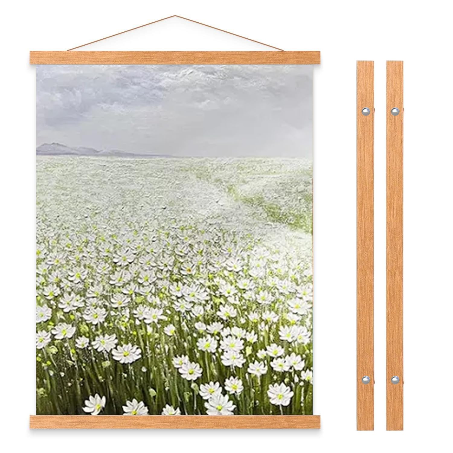 Poster Frame 31cm/12.2Inches Light Wood Wooden Magnetic Poster Hangers Canvas Frame A3 Poster Frame for Posters Pictures Scrolls Calendar Planner Prints Photos Artwork Maps Canvas
