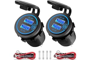QIDOE [2 Pack] 12V USB Outlet, Quick Charge 3.0 Dual USB Power Outlet with Touch Switch, Waterproof 12V/24V Fast Charge USB Charger Socket DIY Kit for Car Boat Marine Bus Truck Golf Cart RV Motorcycle, etc.