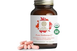 PURE SYNERGY Pure Radiance C | Organic Vitamin C Capsules | 100% Natural, Whole Food, Non-GMO Supplement with Organic Camu Camu | for Immune and Collagen Support (90 Capsules)
