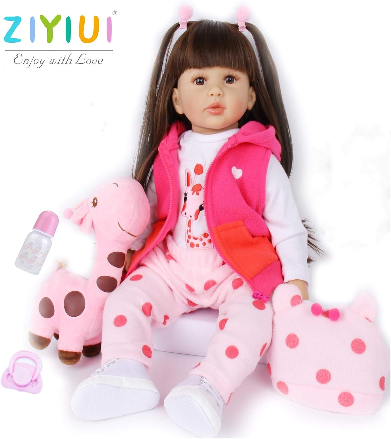 ZIYIUI Reborn Dolls Toddler 24 inch 60cm Realistic Baby Dolls Soft Silicone Vinyl Weighted Cloth Body Lifelike Reborn Babies Girls
