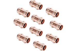 Cherbo Copper Press Fittings 3/4 inch Coupling with Stop Zero Lead P x P, 10-Pack
