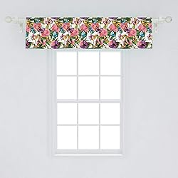 Ambesonne Dusty Blue Window Valance, Vibrant Tender