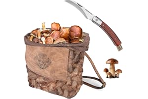DRACHENADER Mushroom Foraging Kit – Mesh Bag, Mushroom Knife with Brush & Adjustable Strap, Ideal for Hiking and Outdoor Foraging