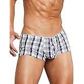 FEOYA Men Cotton Woven Boxers Button Fly Boxer Shorts Low Rise Lounge Boxer Trunks