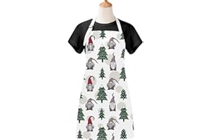 Claswcalor Merry Christmas Apron, Christmas Tree Christmas Gnome Kitchen Apron with Adjustable Neck Strap, Waterproof Cooking Apron for Women Men, 27.6" × 31.5"