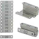 StayMax Small Stainless Steel Rectangle Numbered Tags with Two Holes 4cm*1cm (1-20)