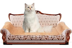 COOZMENT Scratching Sofa, Couch Shaped Thick Scratching Cardboard, Lounge Bed for Indoor Rest&Play, Sofa Scratcher Pad (Silver, 27.6" L X 12.4" W X 11.8" H)
