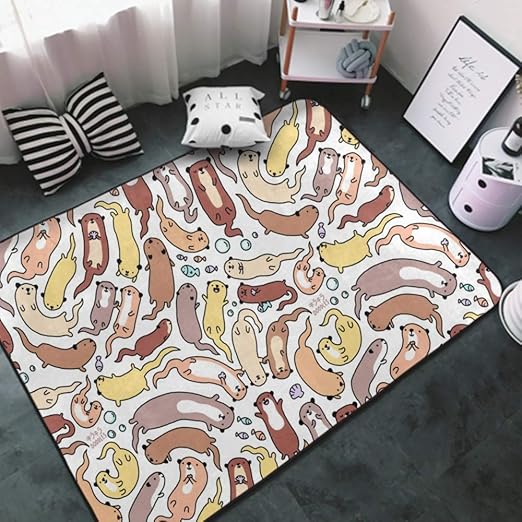 Amazon Com Contemporary Thick Soft Funny Otter Pattern Design Area Rug Anti Slip Living Room Carpet Home Decor Floor Mat For Bedroom Dormitory Playroom Dinning Room Home Kitchen