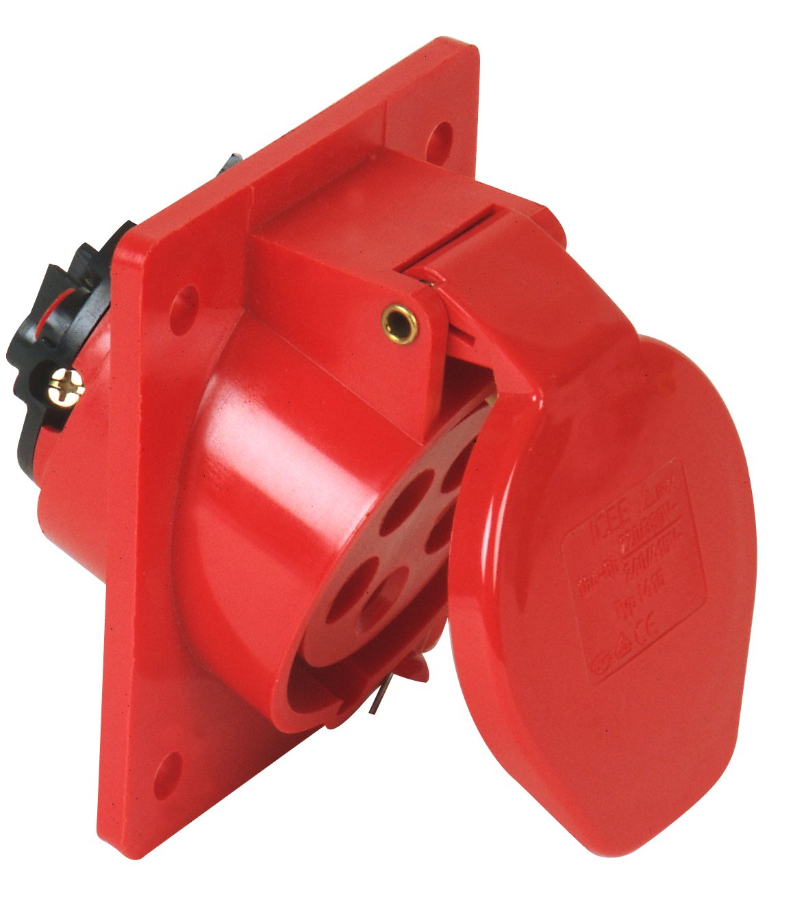 Unitec 47416L Anbaudose Angled CEE 16A, 5–Pin, Red