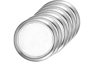 JOIKIT 6 Pack 12 Inch Silver Stainless Steel Plate, Round Metal Dinner Plates, Kitchenware Dinner Dishes Serving Tray Large C