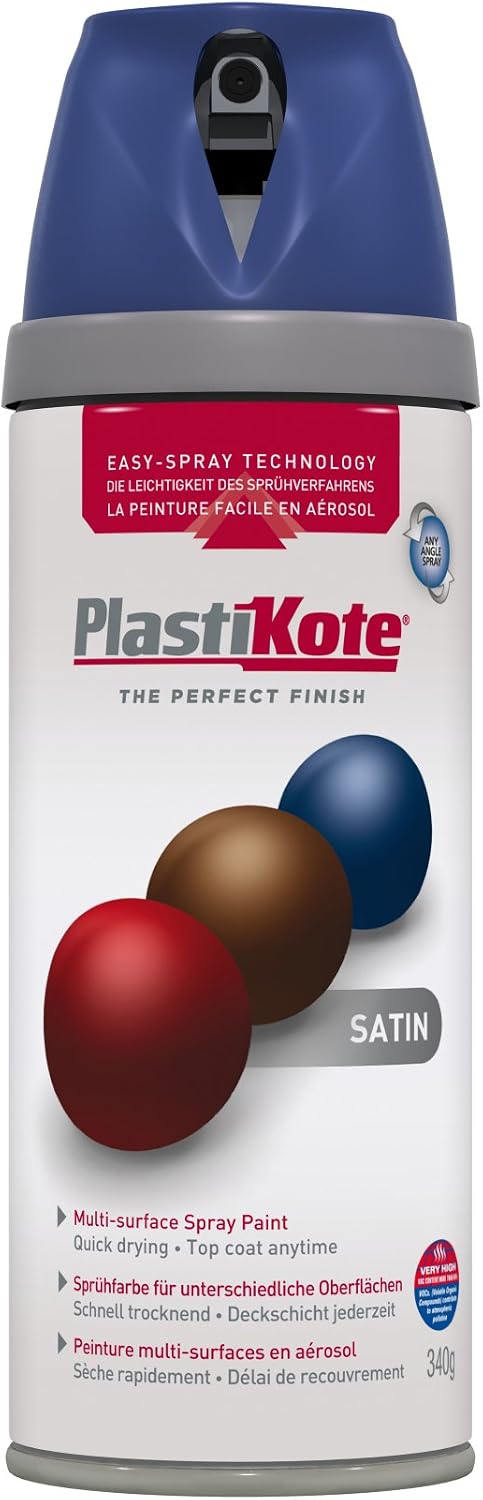 Plasti-Kote 22111 400ml Premium Spray Paint Satin - Night Navy, 400 ml (Pack of 1)