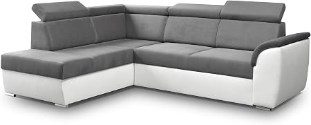 Détails Sur Canapé Dangle Convertible Lit Tissu Et Simili Cuir Relax Indiana Gris