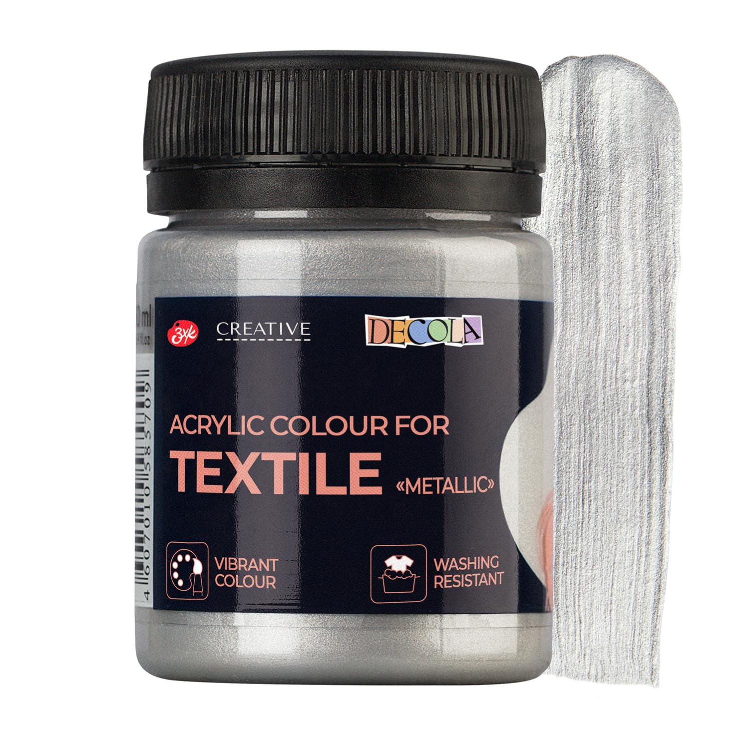 Decola Silver Metallic Textile Colour 50ml | High Pigment | Made by Nevskaya Palitra
