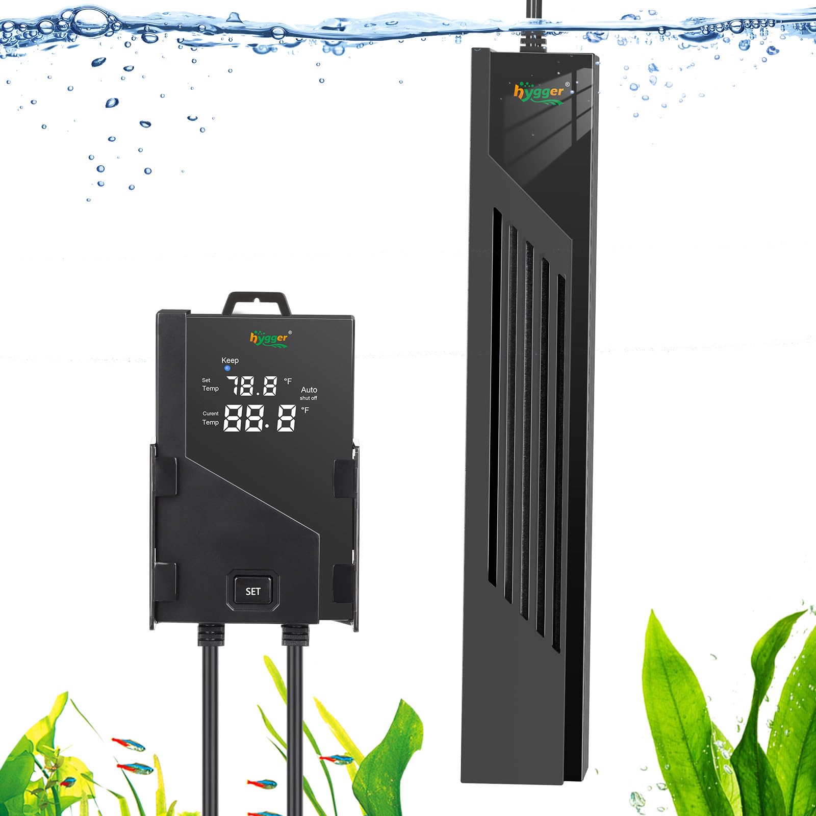Photo 1 of hygger Aquarium Heater with Intelligent Temperature Controller, 200W for 27-53 Gallon Submersible Fish Tank Heater with Leaving Water Automatically Stop Heating System, for Freshwater Saltwater