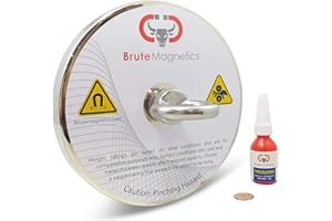 Brute Magnetics 2100 lb Single Sided Dockbuster Fishing Magnet- Includes a Heavy Duty Rare Earth Neodymium Magnet with Eyebolts and Threadlocker for Underwater Treasure Hunting