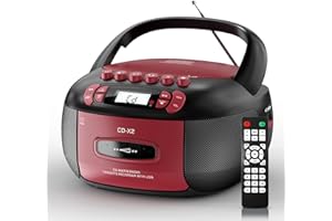 Kuephom Boombox CD Cassette Player Combo: Stereo Sound AM FM Radio with Bluetooth and Remote - AUX/USB MP3/Tape Recording/Sleep Timer/Earphone Jack - DC/AC Powered for Home,Outdoor