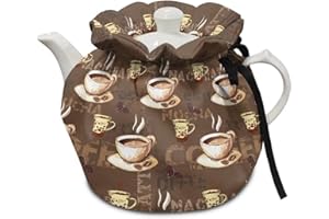Kathyboom Coffee Tea Pattern Tea Cozy for Teapot Insulation and Keep Warm, Stain Resistant Kettle Cover Home Kitchen Decor