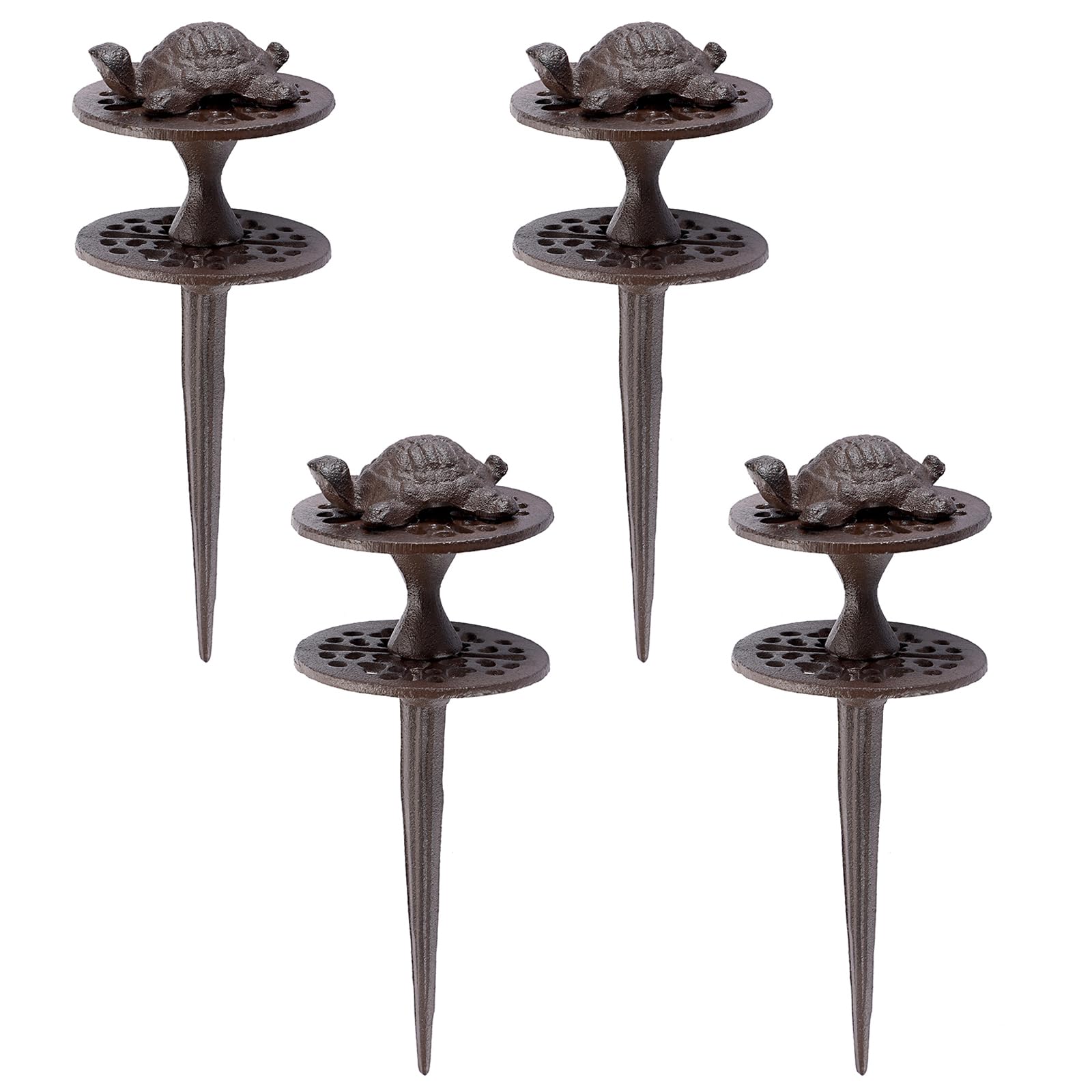 Photo 1 of ***MINOR DAMAGE*** OwnMy Set of 4 Cast Iron Garden Hose Guide Stakes Heavy Duty, Decorative Garden Hose Guide Spikes for Lawn Yard Outside Plants Protection - Keeping Hoses Away from Flower Beds, Turtle Pattern
