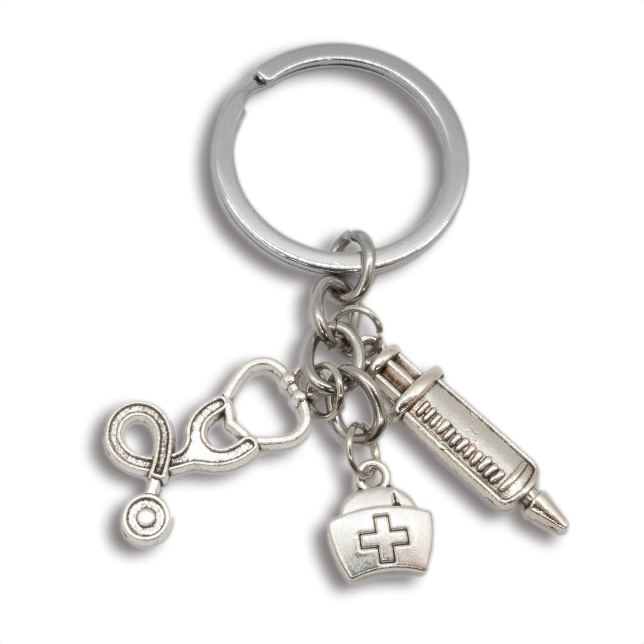 Donatio Nurse Doctor Medical Box Keyring Medical Key Chain Needle Syringe Stethoscope Cute Key chain