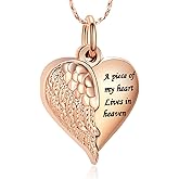 Imrsanl Heart Cremation Urn Necklace Pendant for Human Ashes - A Piece of My Heart Lives in Heaven Memorial Keepsakes Cremation Jewelry