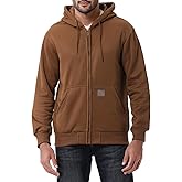 TUAOVA Men's Loose Fit Heavyweight Full Zip Fleece-Lined Hoodie Sweatshir