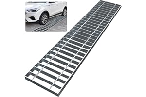 XSKLBZA Galvanized Steel Driveway Trench Channel Drain Grate, 39.4" X 7.9" Outdoor Metal Channel Drainage Cover for Garages, Parking Lots, Parks and City Roads